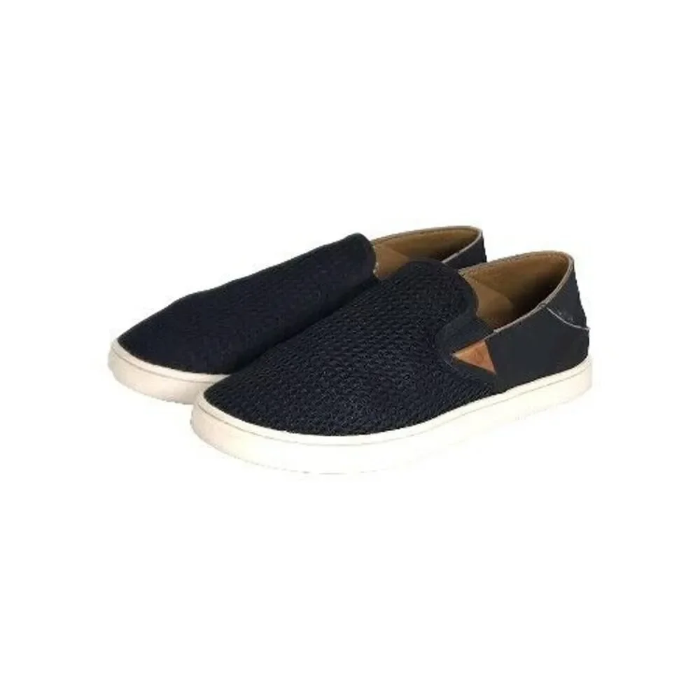 Olukai Women's Pehuea US6,5 Black Flat Slip On Loafer Sneakers Shoes